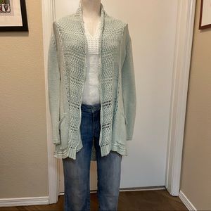 Anthropologie Angel of the North long cardigan mint green